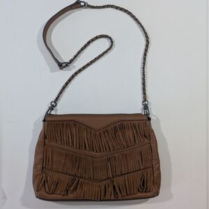 Aimee Kestenberg "Kaiden" Leather Fringe Crossbody - Dark Tan Brown